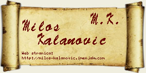 Miloš Kalanović vizit kartica